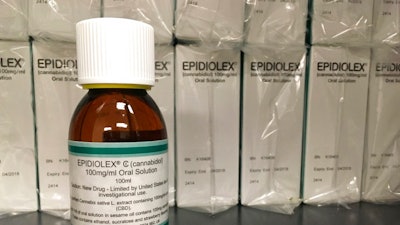 This May 23, 2017 file photo shows GW Pharmaceuticals' Epidiolex, a medicine made from the marijuana plant but without THC. U.S. health regulators on Monday, June 25, 2018, approved the first prescription drug made from marijuana, a milestone that could spur more research into a drug that remains illegal under federal law, despite growing legalization for recreational and medical use.