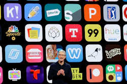 In this Monday, June 4, 2018 file photo, Apple CEO Tim Cook speaks during an announcement of new products at the Apple Worldwide Developers Conference in San Jose, Calif. Since its debut 10 years ago Tuesday, July 10, 2018, Apple’s app store has unleashed new ways for us to work, play, and become lost in our screens.