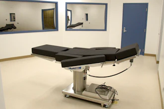 This Nov. 10, 2016, file photo released by the Nevada Department of Corrections shows the newly completed execution chamber at Ely State Prison in Ely, Nev. Scott Raymond Dozier is slated to die at the prison by a three-drug lethal injection combination never before tried in any state.