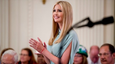 In a Thursday, July 19, 2018 file photo, Ivanka Trump, the daughter of President Donald Trump, applauds during a signing ceremony where President Donald Trump signed an Executive Order that establishes a National Council for the American Worker in the East Room of the White House, in Washington. Ivanka Trump’s clothing company is shutting down and all its employees are being laid off, according to news reports. The New York Post is reporting that its sources say the company “will be shuttered ‘ASAP’ and that staff have been informed that they’re being laid off.”