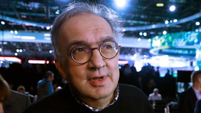 This file photo shows former Fiat Chrysler Automobiles CEO Sergio Marchionne after the unveiling of the new 2019 Jeep Cherokee during the North American International Auto Show in Detroit this year.