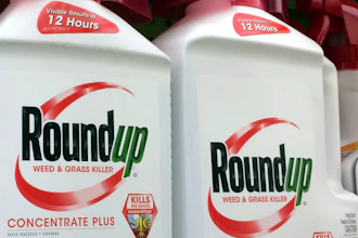 Containers of Roundup, a weed killer made by Monsanto, on a shelf at a hardware store in Los Angeles.