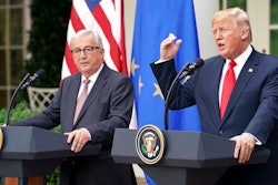 President Donald Trump and European Commission president Jean-Claude Juncker speak in the Rose Garden of the White House, Wednesday, July 25, 2018, in Washington.