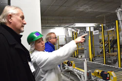 Brakebush Brothers Line 9 Lead Alicia Krueger takes tour groups through the expanded Westfield chicken processing plant in December 2017.