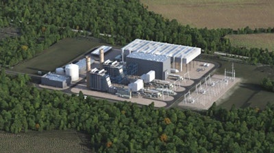 This is an artist’s rendering of the natural gas power plant Indeck Energy Services is proposing to build in the Niles Industrial Park. The start of construction likely has been delayed until early 2019.
