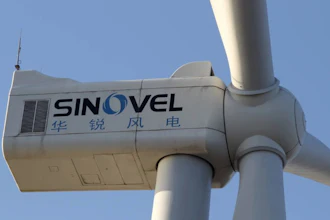 A wind turbine of Sinovel Wind Group at an offshore wind farm near Nantong city, east of China’s Jiangsu province, in December 2011.