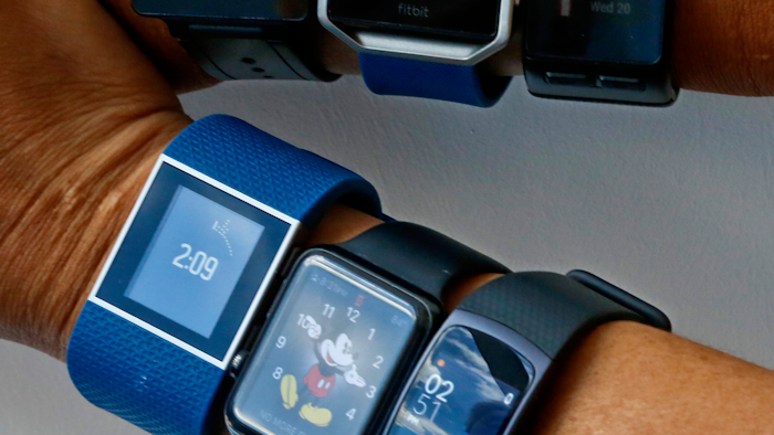 Pictured: A person with an excessive amount of personal devices.