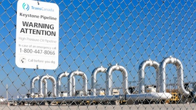 In this Nov. 3, 2015 file photo, the Keystone Steele City pumping station, into which the planned Keystone XL pipeline is to connect to, is seen in Steele City, Neb. A federal judge on Wednesday, Aug. 15, 2018, ordered the U.S. State Department to conduct a more thorough review of the Keystone XL pipeline's proposed pathway after Nebraska state regulators changed the route, raising the possibility of further delays to a project first proposed in 2008.