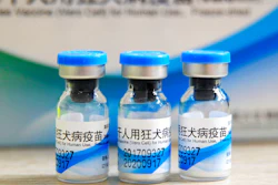 In this July 24, 2018, file photo, bottles of rabies vaccines made by Liaoning Chengda are seen at a Chinese Center for Disease Control and Prevention (CDC) station in Jiujiang in southern China's Jiangxi province. Two deputy Chinese provincial governors and a mayor were fired Thursday, Aug. 16, 2018 by the ruling Communist Party after revelations of misconduct by a major producer of anti-rabies vaccine triggered a public outcry.