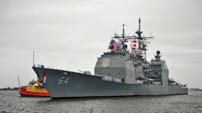 The USS Gettysburg will undergo about 15 months of work at the company’s shipyard in Norfolk, Virginia, the ship’s homeport.