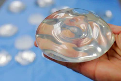 A silicone gel breast implant is shown at a manufacturing facility in Irving, Texas.