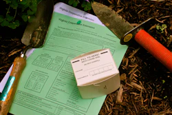 This undated photo taken on a property near New Market, Va., shows a representative soil test kit provided by the Cooperative Extension Service designed to help gardeners determine whether or how to amend their landscapes for planting. Once a soil sample is taken, the kit is sent to a state university lab where it is analyzed and the results reported to the gardener. A modest fee is charged for the service. Cooperative Extension remains the local outlet for unbiased, science-based information in rural counties.