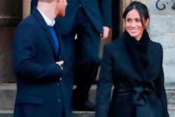 In this Thursday, Jan.18, 2018 file photo, Britain's Prince Harry and his fiancee Meghan Markle leave after a visit to Cardiff Castle in Cardiff, Wales. When Meghan wore jeans from the Hiut Denim Company, there was worldwide publicity about a firm in Wales which started to re-employ workers displaced when the local factory closed, helping small companies like Hiut buck the globalization trend.
