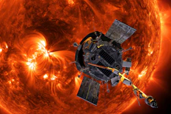This image made available by NASA shows an artist's rendering of the Parker Solar Probe approaching the Sun. It's designed to take solar punishment like never before, thanks to its revolutionary heat shield that’s capable of withstanding 2,500 degrees Fahrenheit (1,370 degrees Celsius).