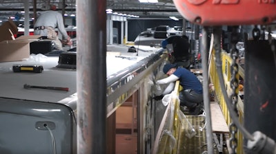 A still taken from a video tour of the RV Factory production line.