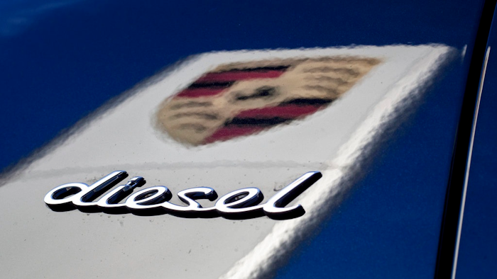 FILE -- In this Wednesday, Nov. 4, 2015 photo the word 'Diesel' and the logo of the German car manufacturer Porsche is pictured in Stuttgart, Germany. Porsche's chief executive Oliver Blum says the sports car maker won't produce any new diesel models in the wake of parent company Volkswagen's diesel emissions scandal.
