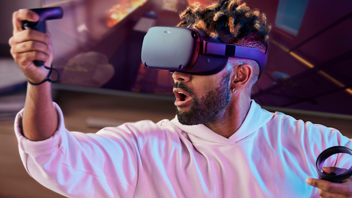 This undated product image provided by Oculus shows the virtual reality headset Quest, which Facebook CEO Mark Zuckerberg unveiled at an Oculus conference on Wednesday, Sept. 26, 2018. The headset from Facebook's Oculus division will be a stand-alone device that won't require a smartphone or a connection to a personal computer to create artificial worlds.