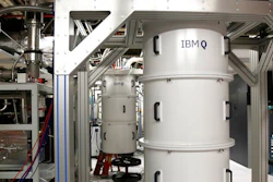 This Feb. 27, 2018, photo shows a quantum computer, encased in a refrigerator that keeps the temperature close to zero kelvin in the quantum computing lab at the IBM Thomas J. Watson Research Center in Yorktown Heights, N.Y. Describing the inner workings of a quantum computer isn’t easy, even for top scholars. That’s because the machines process information at the scale of elementary particles such as electrons and photons, where different laws of physics apply.