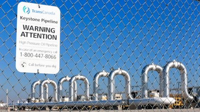 This Nov. 3, 2015, file photo shows the Keystone Steele City pumping station, into which the planned Keystone XL pipeline is to connect to, in Steele City, Neb. Native American tribes in Montana and South Dakota say the Trump administration unlawfully approved the Keystone XL oil pipeline without considering potential damage to cultural sites. Attorneys for the Fort Belknap and Rosebud Sioux tribes sued the U.S. State Department Monday, Sept. 10, 2018, asking a court to rescind the permit.