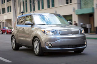This undated photo provided by Kia shows the 2018 Kia Soul EV, an electric car that gets 111 miles of range on a charge.
