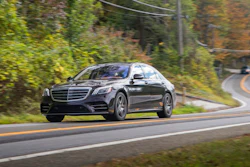 This undated photo provided by Mercedes-Benz, shows the 2018 Mercedes-Benz S 450 sedan. In a few of its vehicles, such as S-Class models, Mercedes-Benz has a similar 'partial driving automation system,' to use the latest definition from the Society of Automotive Engineers.