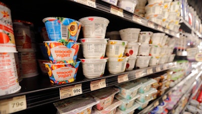 This July 11, 2018, file photo shows yogurt on display at a grocery store in River Ridge, La. The Food and Drug Administration established a standard for yogurt in 1981 that limited the ingredients. The industry swiftly objected, and the following year the agency suspended enforcement on various provisions, and allowed the addition of preservatives.