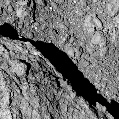 This Sept. 21, 2018 image taken at an altitude of about 64 meter by Hayabusa2 and provided Sept. 27 by the Japan Aerospace Exploration Agency (JAXA) shows the surface of asteroid Ryugu.