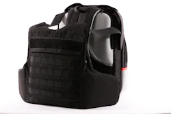 This undated photo provided by the Msada-Armour company, shows a bulletproof backpack. Masada-Armour, an Israeli company, says it has come up with a first-of-its-kind protection gear against the threat of school shootings -- a bulletproof backpack that can transform into a bulletproof vest in less than two seconds by flipping out an armored plate from a concealed compartment.
