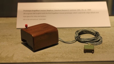 The prototype computer mouse Doug Engelbart used in his demo.