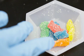 In this Wednesday, Aug. 22, 2018, photo, edible marijuana samples are set aside for evaluation at Cannalysis, a cannabis testing laboratory, in Santa Ana, Calif. Nearly 20 percent of the marijuana and marijuana products tested in California for potency and purity have failed, according to state data provided to The Associated Press.