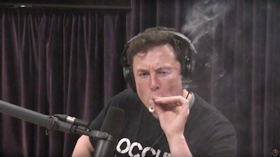 CEO Elon Musk appeared on 'The Joe Rogan Experience' and smoked a combined marijuana-tobacco joint