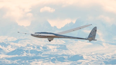 The Perlan 2 sailplane soars above the clouds earlier this year. On Tuesday, the Nevada-based aircraft set an unofficial world altitude record for gliders when it rode air currents above the mountains of Argentina to almost 64,000 feet.
