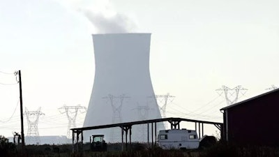 A cooling tower is seen at the Salem nuclear power plant known as Artificial Island.