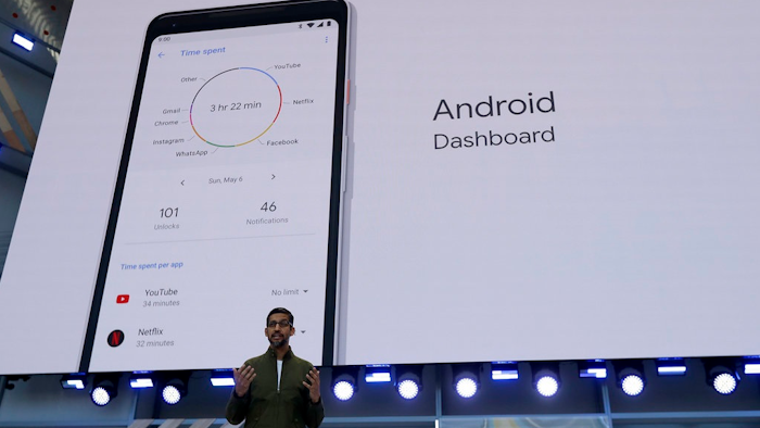 In this Tuesday, May 8, 2018 file photo, Google CEO Sundar Pichai speaks at the Google I/O conference in Mountain View, Calif. Google is expected to introduce two new smartphones in its relentless push to increase the usage of its digital services and promote its Android software that already powers most of the mobile devices in the world. The new phones will be the centerpiece of a showcase scheduled to begin late Tuesday morning, Oct. 9, 2018, in New York.