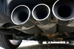 Exhaust pipes of a car are pictured in Berlin, Germany, Tuesday, Oct. 9, 2018. Due to environment protection reasons the city of Berlin has to introduce a diesel driving ban on several highly frequented roads.