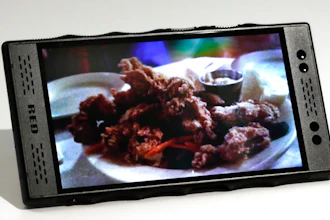 This Friday, Oct. 26, 2018, photo shows the Red Hydrogen One smartphone in New York. The new Hydrogen One has a holographic screen that produces 3-D visuals without needing special glasses. It is launching with two major movies converted to this format and allows users to create and share their own videos shot with the phone.