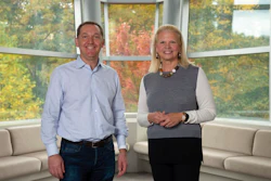 his undated photo provided by IBM shows IBM Chairman and CEO Virginia Rometty, right, and Red Hat president and CEO Jim Whitehurst. Shares of Red Hat skyrocketed at the opening bell Monday, Oct. 29, 2018, after IBM, in the biggest acquisition of its 100-year history, acquired the software company.