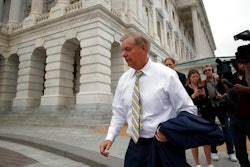 Sen. Lindsey Graham, R-S.C., departs after the confirmation vote of Supreme Court nominee Brett Kavanaugh, on Capitol Hill, Saturday, Oct. 6, 2018, in Washington. Kavanaugh was confirmed 50-48.