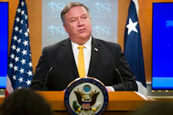 In this Wednesday, Oct. 3, 2018 file photo, Secretary of State Mike Pompeo briefs reporters at the State Department in Washington. No international letters, no international packages: A top official with a 192-country postal union says that's what Americans can expect if the Trump administration goes through with plans to pull of an international postal treaty over concerns about China. Pascal Clivaz, deputy director-general of the Switzerland-based Universal Postal Union, said on Friday, Oct. 19 the agency reached out quickly to U.S. officials after receiving a letter from U.S. Secretary of State Mike Pompeo this week announcing Washington's plan to pull out of the union in a year if the treaty isn't renegotiated.