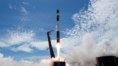 In this Jan 21, 2018, file photo provided by Rocket Lab, electron rocket carrying only a small payload of about 150 kilograms (331 pounds), lifts off from the Mahia Peninsula on New Zealand's North Island's east coast. A California-based startup says it will rocket small satellites into orbit from Virginia.