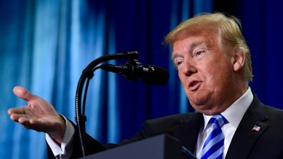 President Donald Trump talks about drug prices during a visit to the Department of Health and Human Services in Washington, Thursday, Oct. 25, 2018.