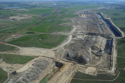 This file photo taken May 25, 2013, shows an aerial view of Colstrip power plants 1,2,3 & 4 and the Westmoreland coal mines near Colstrip, Mont. Westmoreland Coal Co. of Englewood, Colo., filed for bankruptcy Tuesday, Oct. 9, 2018, to deal with steep debt and declining world demand.