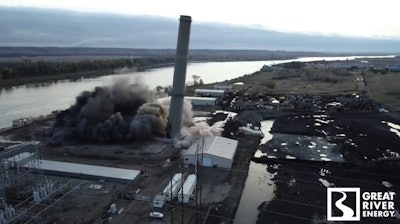 Great River Energy imploded the Stanton Station.