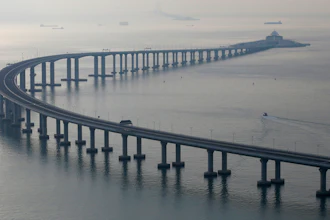 The Hong Kong-Zhuhai-Macau Bridge is seen in Hong Kong, Monday, Oct. 22, 2018. The bridge, the world's longest cross-sea project, which has a total length of 55 kilometers (34 miles), will have opening ceremony in Zhuhai on Oct. 23.