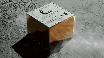 This computer graphic image provided by the Japan Aerospace Exploration Agency (JAXA) shows the Mobile Asteroid Surface Scout, or MASCOT, lander on the asteroid Ryugu. The Japanese unmanned spacecraft Hayabusa2 dropped the German-French observation device, MASCOT, on Wednesday, Oct. 3, 2018, to land on the asteroid as part of a research effort intended to find clues to the origin of the solar system.
