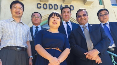 From left: Ruinian Jiang, department head, NMSU Engineering Technology and Surveying Engineering Department; Zhiyong Chen, Changchun Institute of Technology director, International Programs; Fuling Zhong, ETSE college professor; Ming Hu, CIT president; Lakshmi Reddi, dean, NMSU College of Engineering; and Yunbo Zhang, CIT dean, College of Electronics and Information Engineering.