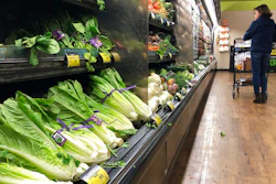 In this Nov. 20, 2018 file photo, romaine lettuce sits on the shelves as a shopper walks through the produce area of an Albertsons market in Simi Valley, Calif. After repeated food poisoning outbreaks linked to romaine lettuce, the produce industry is confronting the failure of its own safety measures in preventing contaminations. The latest outbreak underscores the challenge of eliminating risk for vegetables grown in open fields and eaten raw. It also highlights the role of nearby cattle operations and the delay of stricter federal food safety regulations.