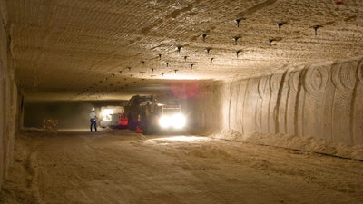 This undated photo provided by the U.S. Department of Energy shows a continuous miner performing mining activities in the Waste Isolation Pilot Plant near Carlsbad, N.M. Operations at the federal government’s nuclear waste repository in southern New Mexico resumed Friday, Nov. 16, 2018, as managers acknowledged there was radioactive waste in the area where a portion of the underground facility’s ceiling collapsed earlier this week.