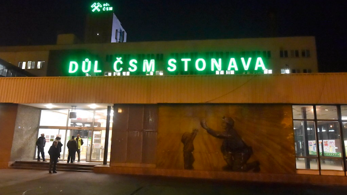 An entrance of the CSM coal mine is pictured in Karvina, Czech Republic, Tursday, Dec. 20, 2018. The death toll in a methane explosion that hit the coal mine in northeast Czech Republic increased to 13, a mining company said Friday.