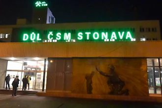 An entrance of the CSM coal mine is pictured in Karvina, Czech Republic, Tursday, Dec. 20, 2018. The death toll in a methane explosion that hit the coal mine in northeast Czech Republic increased to 13, a mining company said Friday.